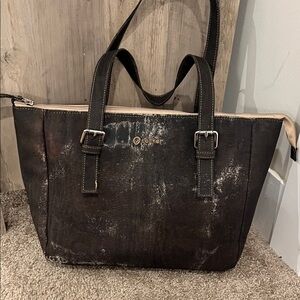 Corkor Black Distressed Tote Bag